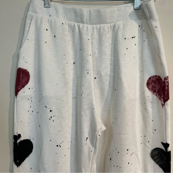 NWT T-Party Hand Painted Poker Jogger Pants - White M - Picture 7 of 15